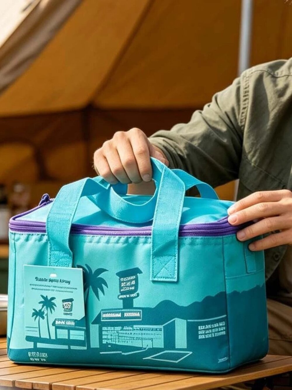 NWT Trader Joe's Insulated Mini Tote Cooler Limited Ed 2026 Blue, Pastel Purple - Picture 2 of 6